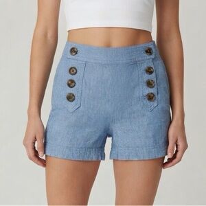Express Women’s Blue Linen Button-Front Sailor Shorts - Size 2